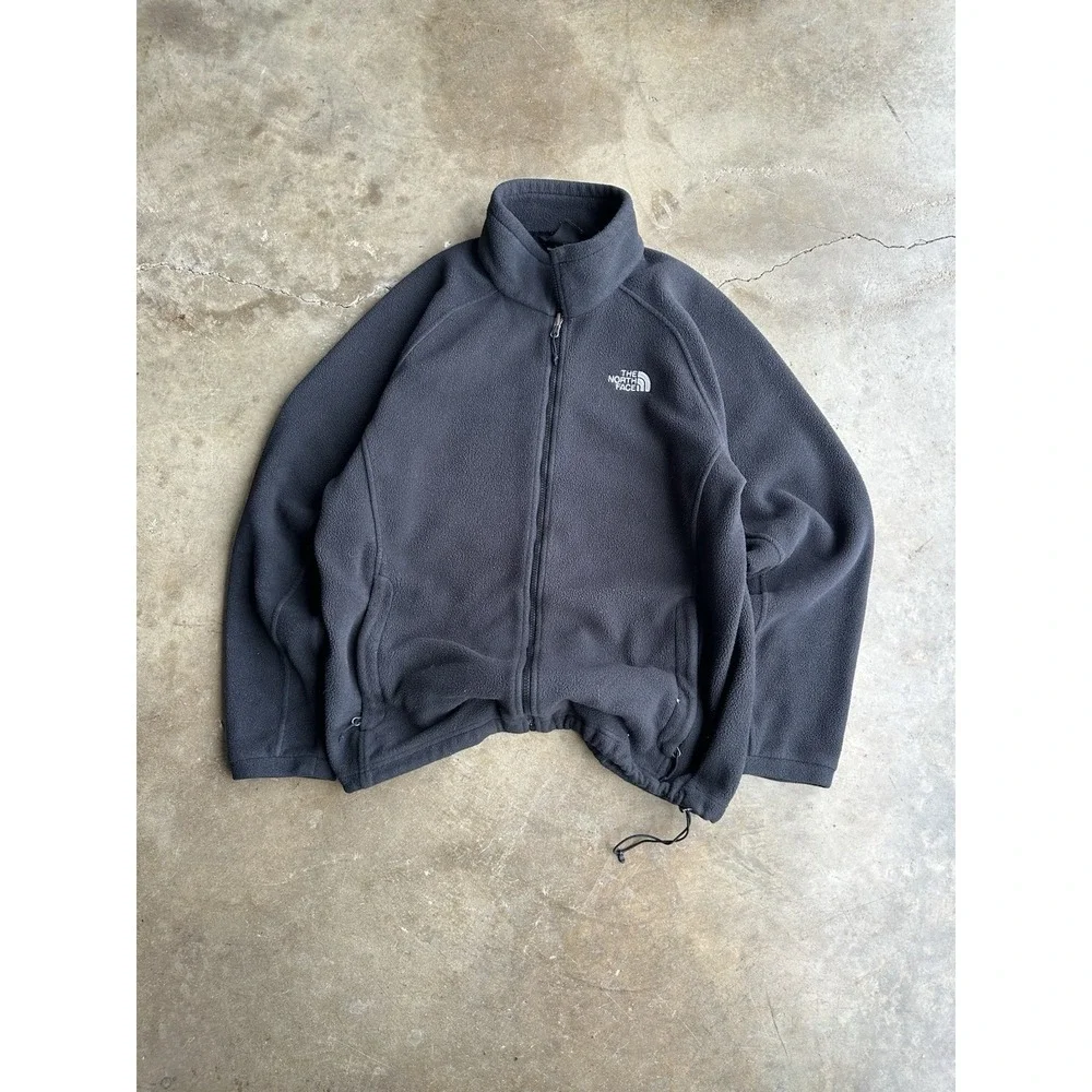 The North Face Mens Sz L Gray Full Zip Fleece Jacket Zip Pockets Warm Softshell